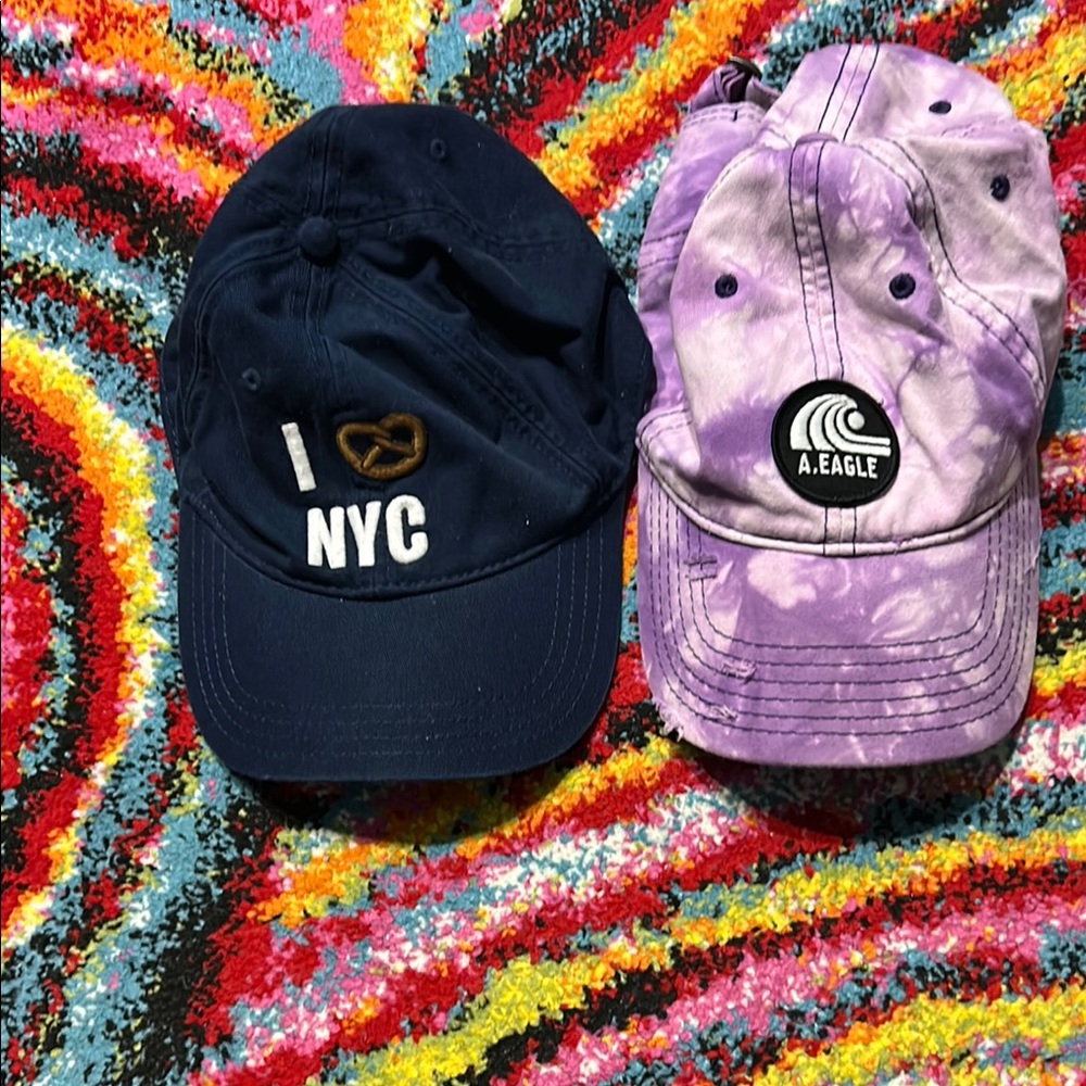 American Eagle Women’s Baseball Hats Tye Dye and Pretzels